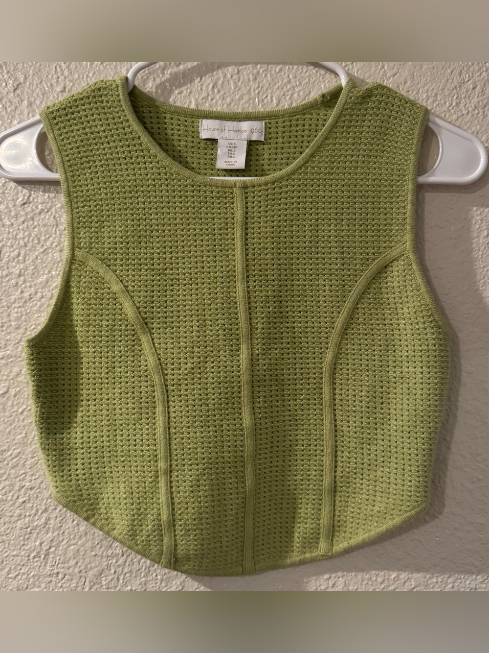 House of Harlow 1960 Green Textured Cropped Knit Tank